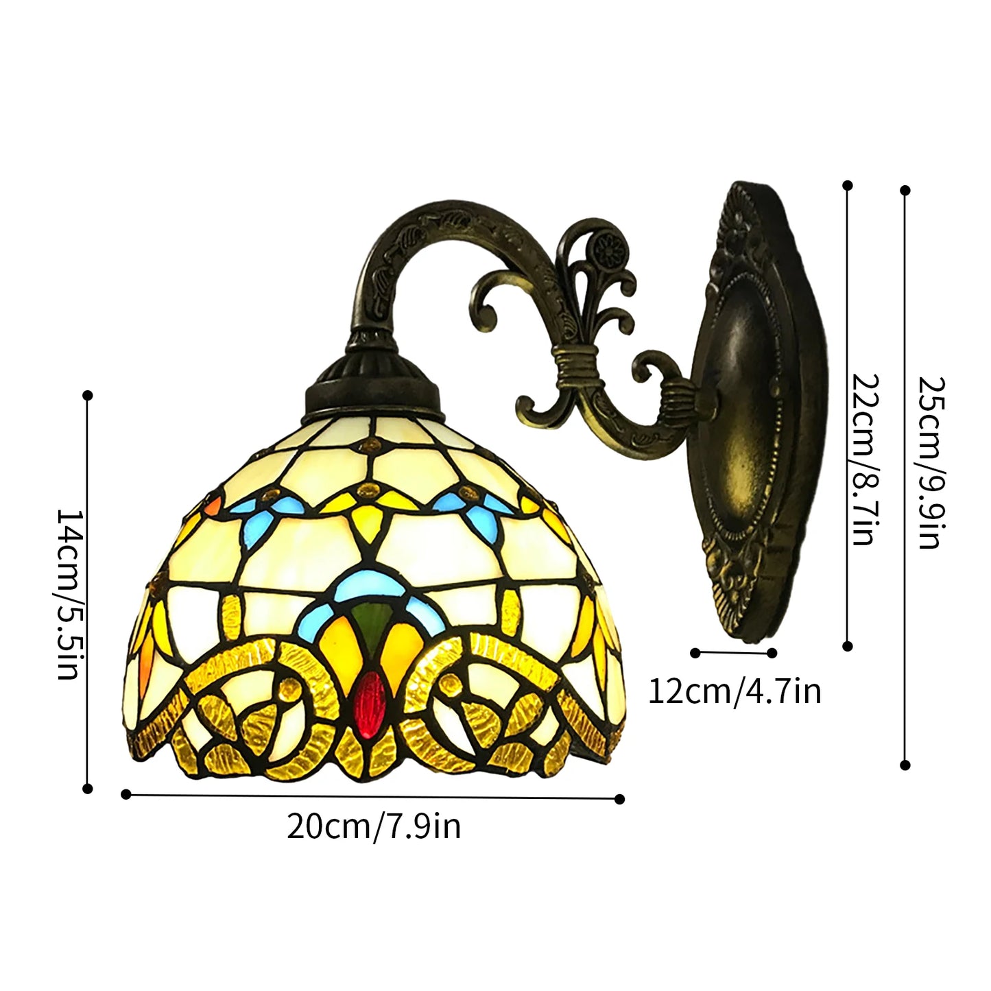 Tiffany Style Wall Lamp Indoor Vintage Dome Light For Living Room Staircase