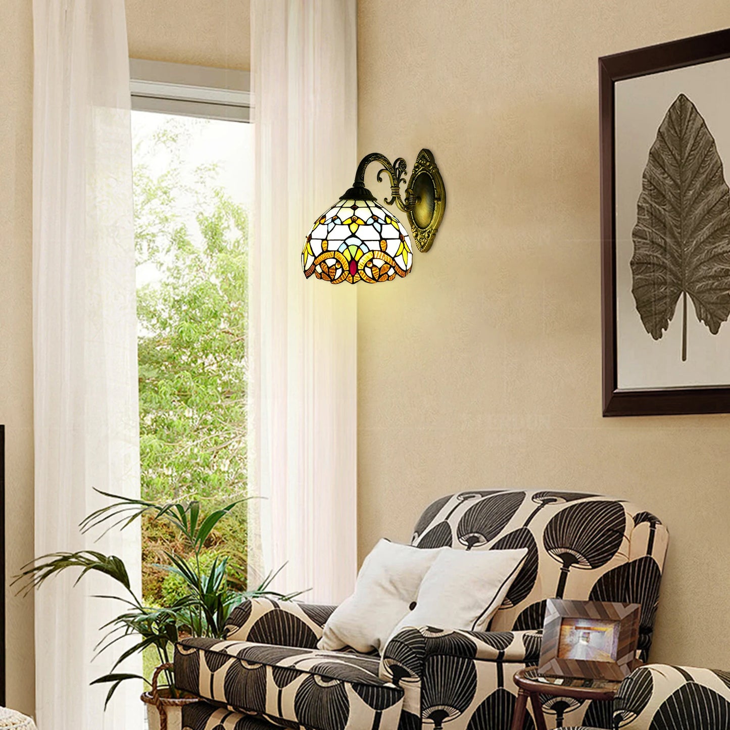 Tiffany Style Wall Lamp Indoor Vintage Dome Light For Living Room Staircase