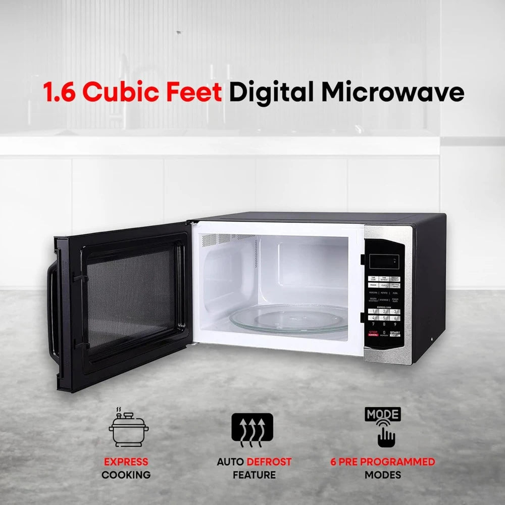 1100W Stainless Steel Digital Countertop Microwave