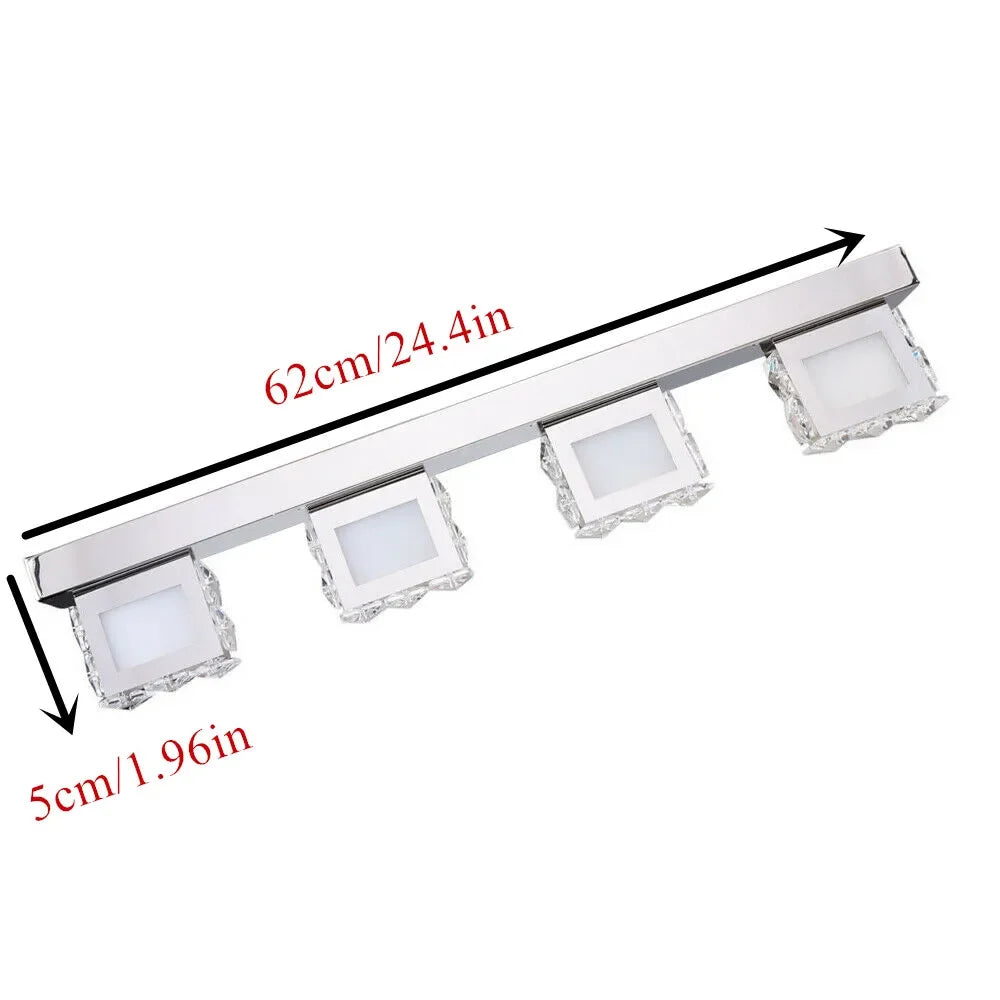 Bymaocar Bathroom LED Mirror Light Wall Mount Crystal Makeup Lamp
