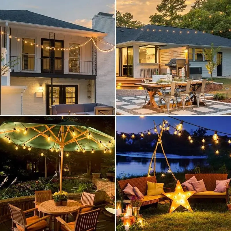 Aiopp LED Globe String Lights Outdoor With US Plug Plastic Shatterproof Bulbs