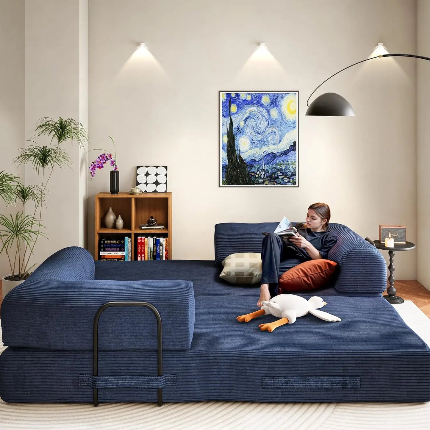 79" Boneless Corduroy Convertible Sofa Bed Foldable Memory Foam Compressed Modular Couch in a Box for Customized Comfort