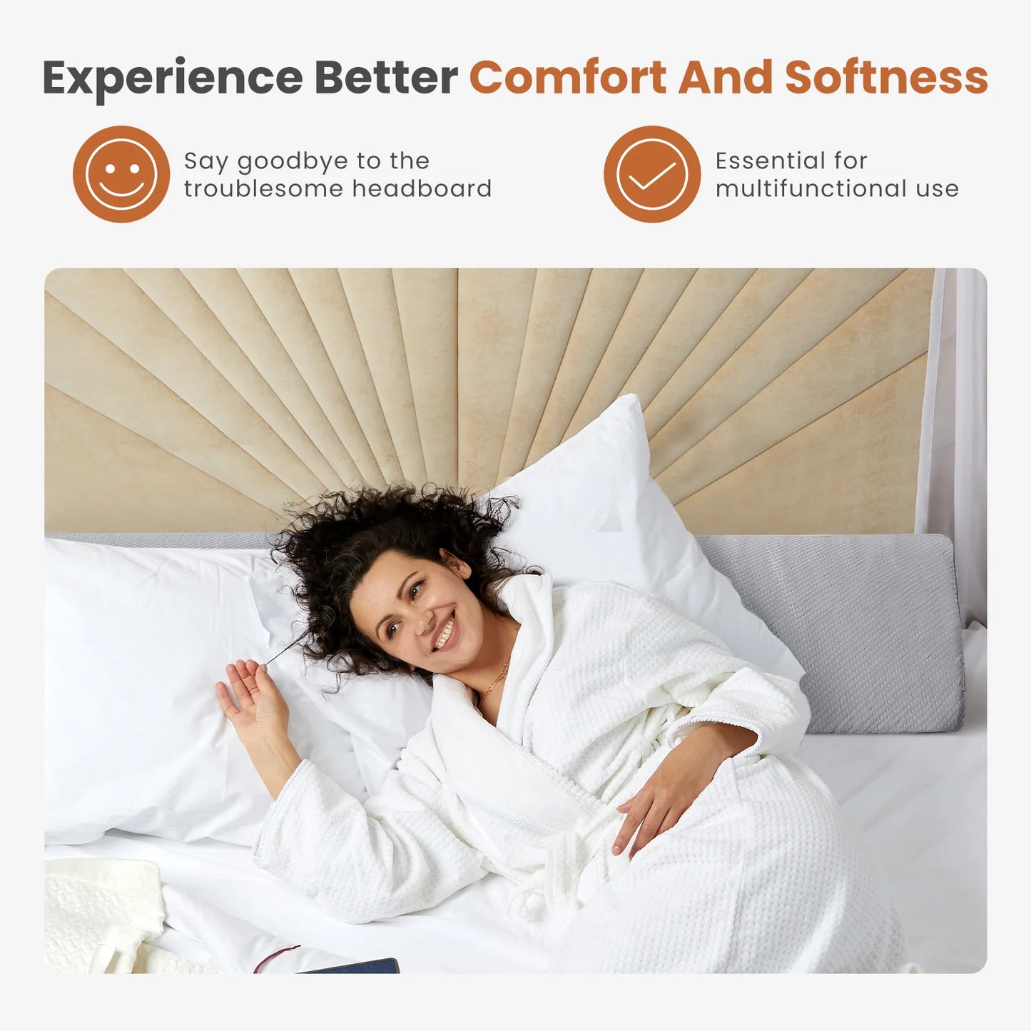 JHK Memory Foam Wedge Pillow Ventilated Neck Support With Removable Cover