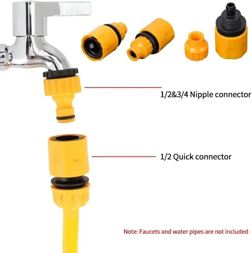 6 Piece Garden Quick Hose Connectors Double Male Adapter Set