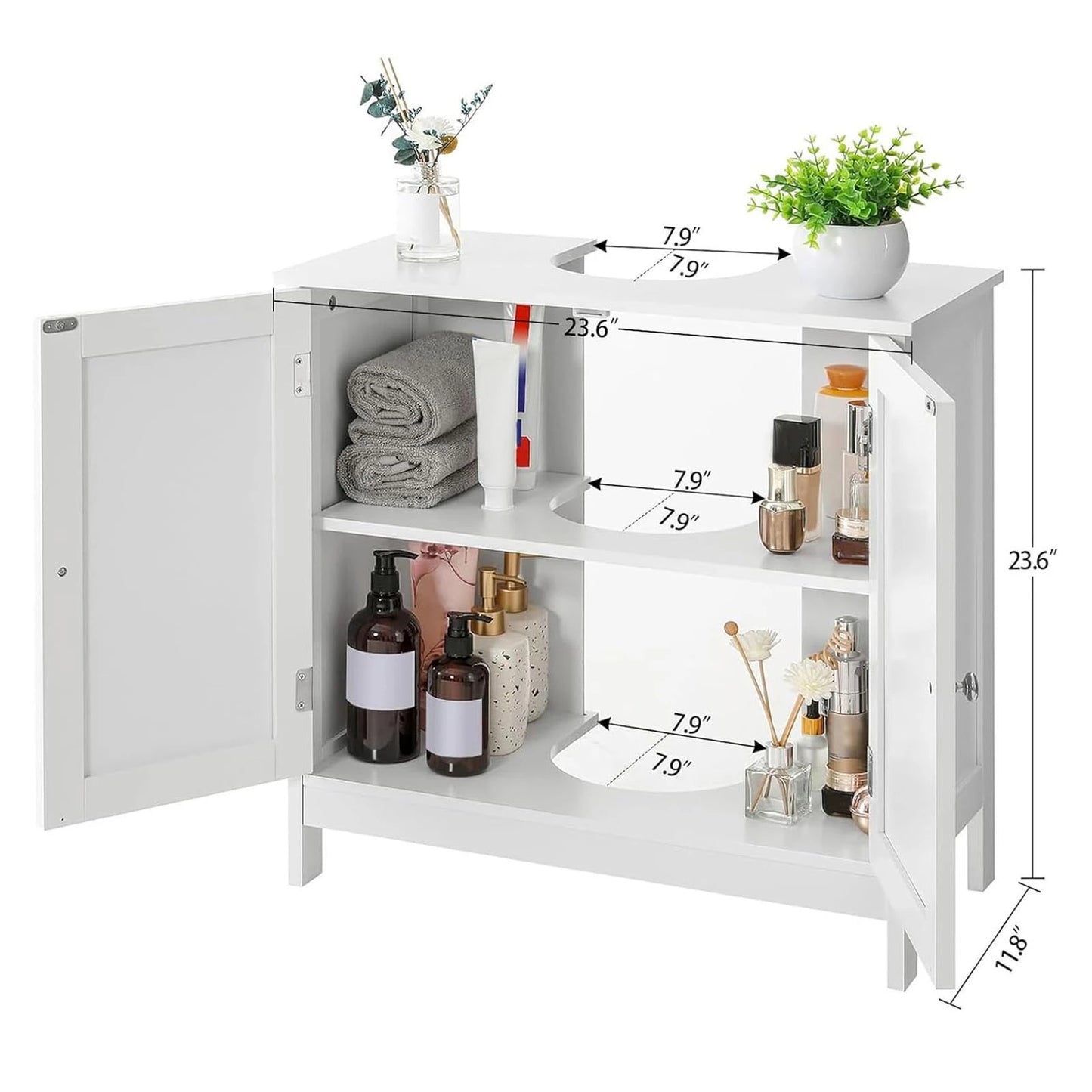 Freestanding Bathroom Sink Cabinet With 2 Doors And Shelf