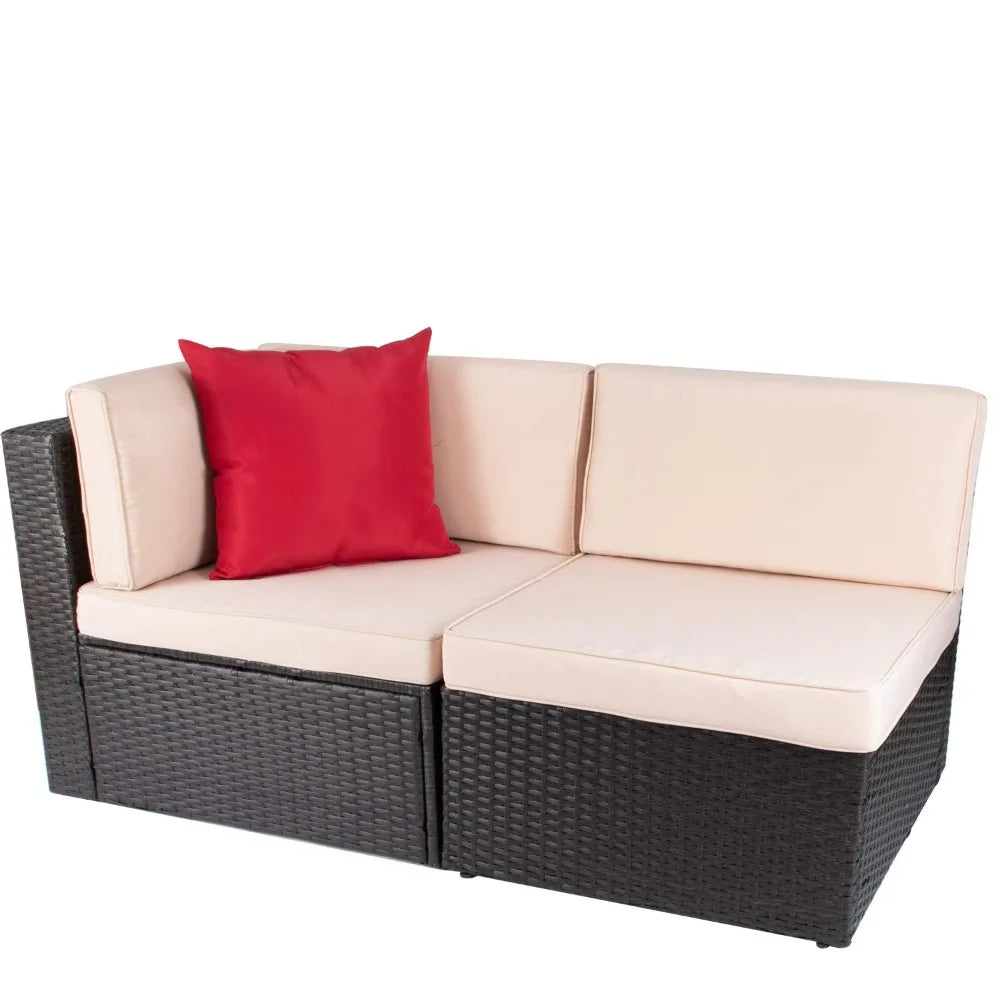 Patio Furniture Sofa Sets Outdoor All-Weather Sectional Corner Sofa and Armless Small Couch, 2 PCS Patio, Customized