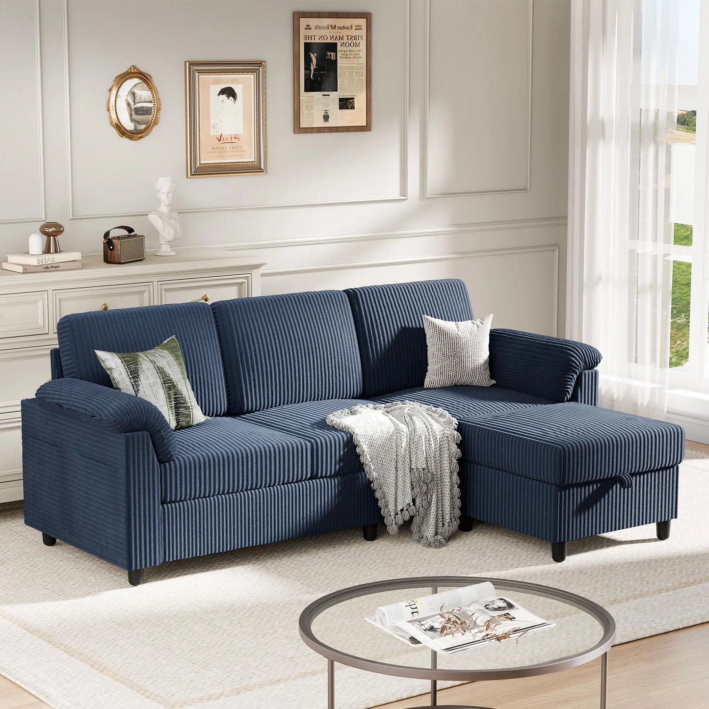 Meilocar Living Room L Shaped Sectional Sofa With Side Storage