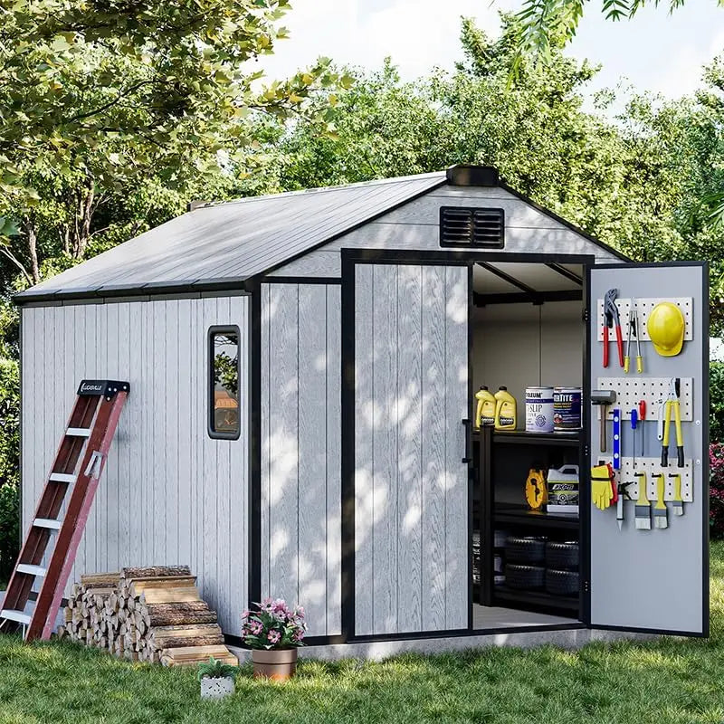 All Weather Resin Garden Shed With Floor And Lockable Doors