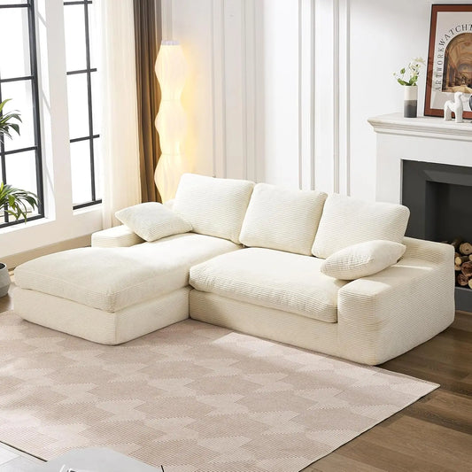 Cloud Modular Sectional Sofa With Chaise L-Shaped Corduroy Upholstered