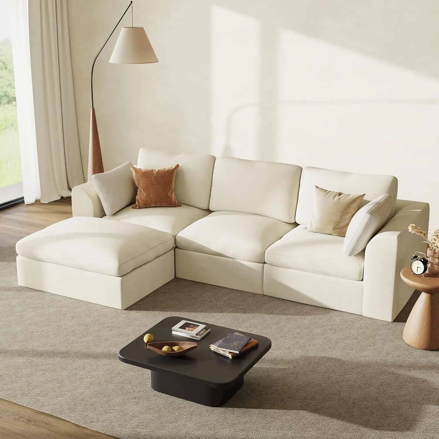 Cloud Sectional Couch L Shaped Convertible Sofa With Ottoman