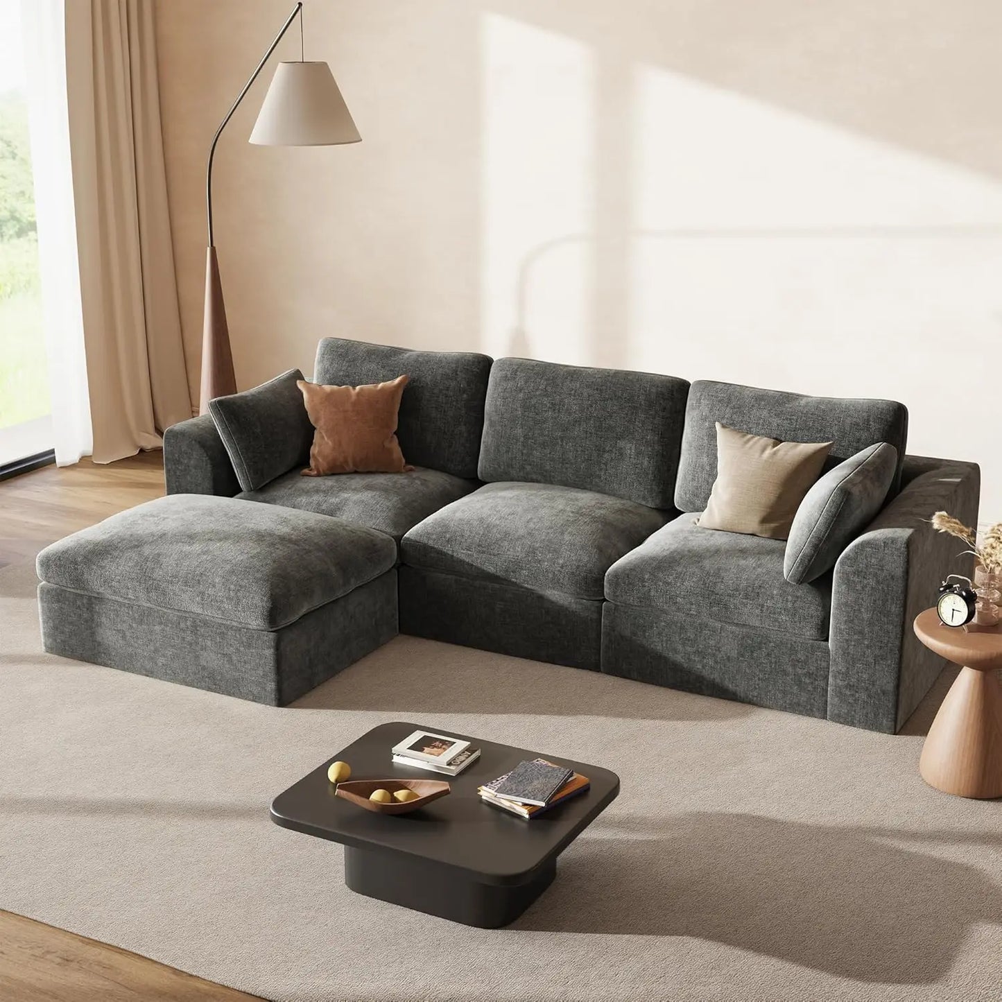 Cloud Sectional Couch L Shaped Convertible Sofa With Ottoman