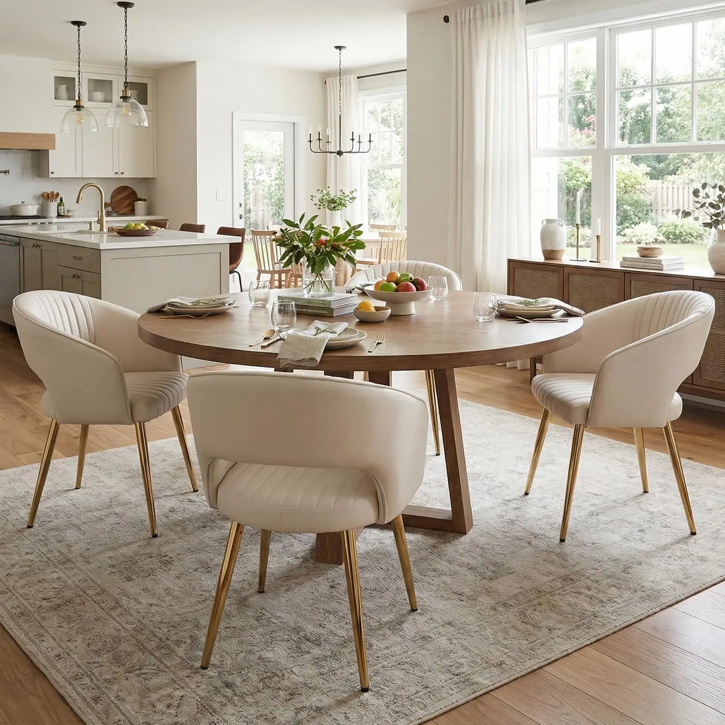 Frame Faux Leather Dining Chairs Set Of 4 With Arms