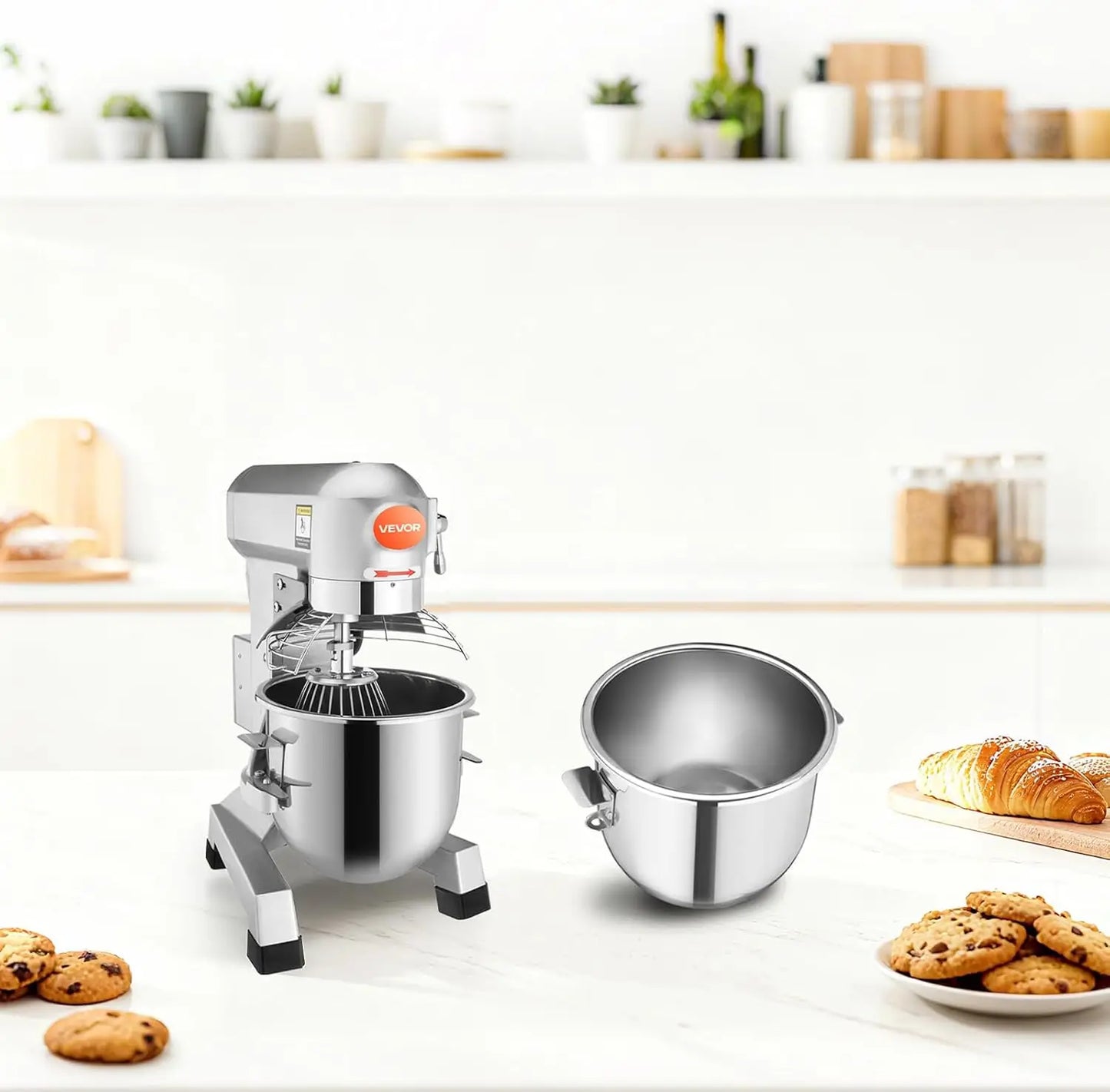 Electric Food Mixer 1250W Heavy Duty Stainless Steel Bowl