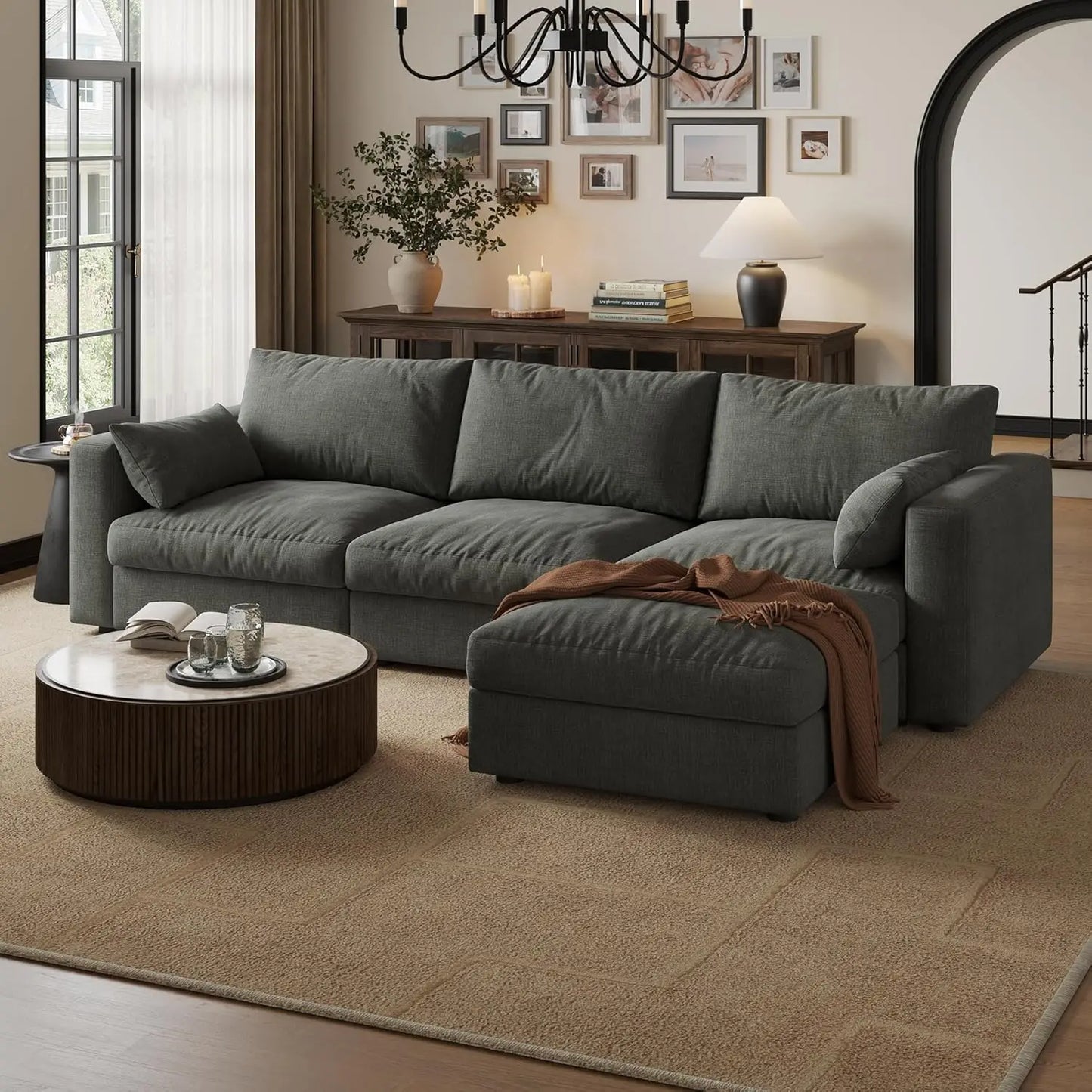 Cloud Modular Sectional Sofa With Storage Ottoman For Living Room