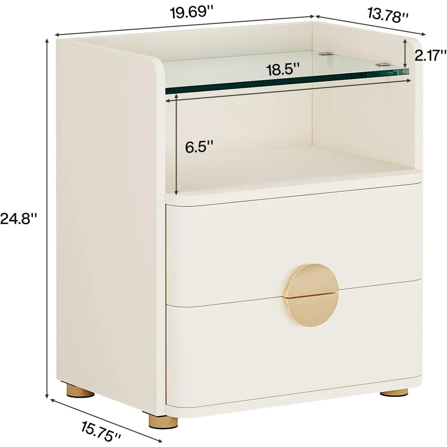 Little Tree Nightstand With 2 Drawers And Open Storage Shelf