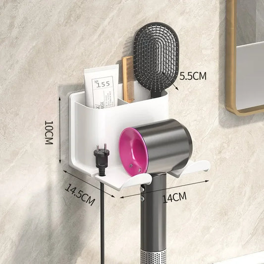 Wall Mounted Hair Dryer Holder And Straightener Stand Bathroom Organizer