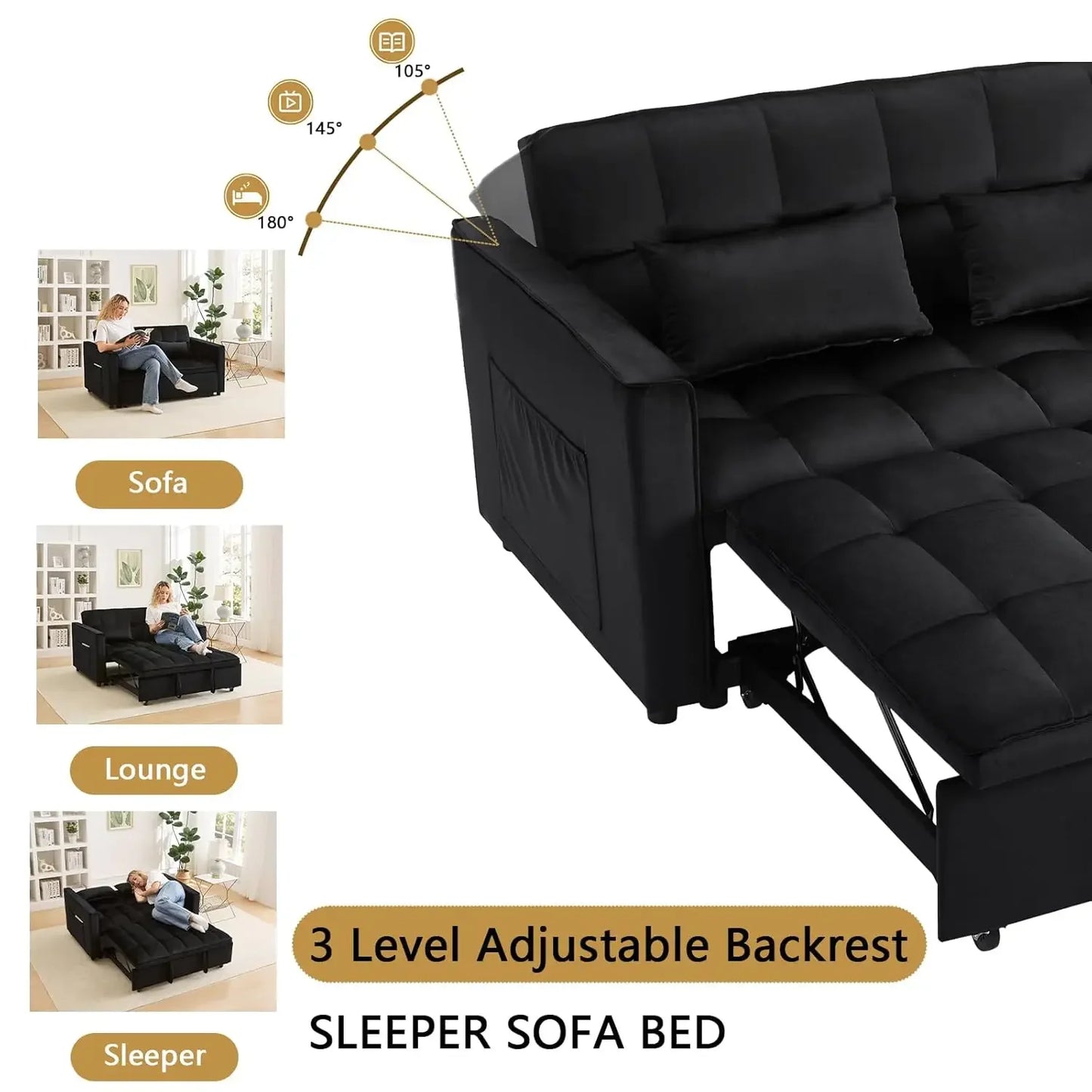 HUANZHUANG 3 In 1 Convertible Sleeper Sofa Bed Futon Couch