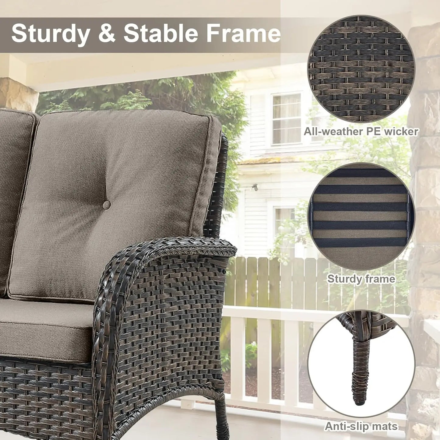 Wicker Outdoor Patio Furniture Set With Deep Seating
