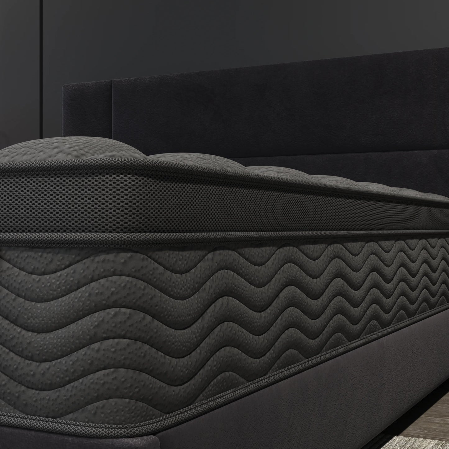 12 Inch - Black Gel Memory Foam & Individually Pocketed Innerspring Bed with Medium-Firm Feel Mattress Full Size Mattress