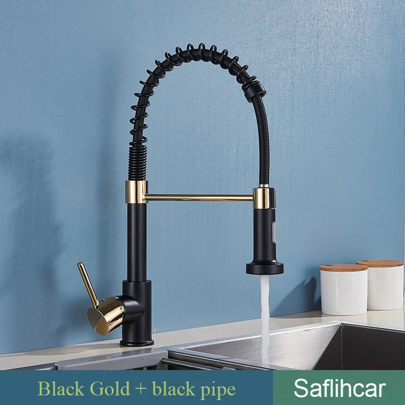 SAFLIHCAR Kitchen Sink Faucet With Single Handle Pull Down Sprayer