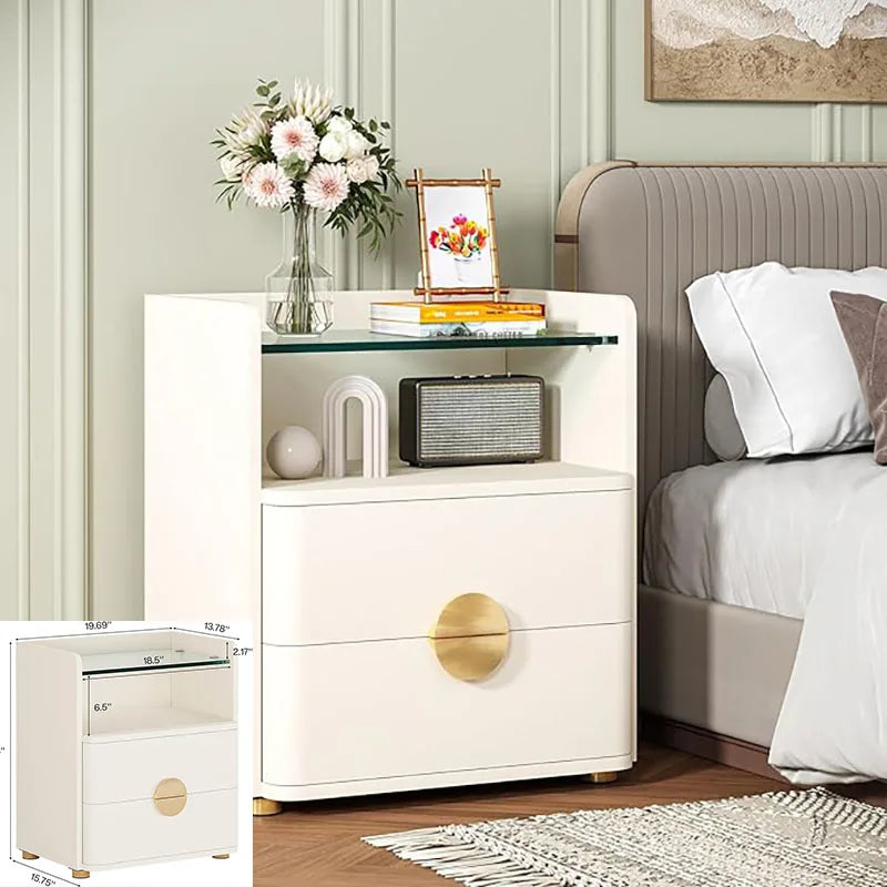 Little Tree Nightstand With 2 Drawers And Open Storage Shelf