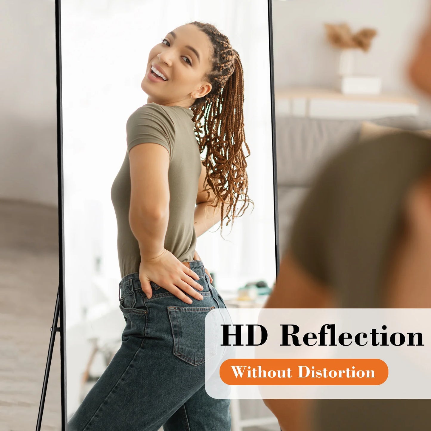 JHK Full Body Wall Mirror With Aluminum Frame Living Room
