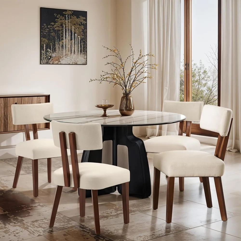 Mid Century Modern Upholstered Dining Chairs Set Of 6 With Curved Back