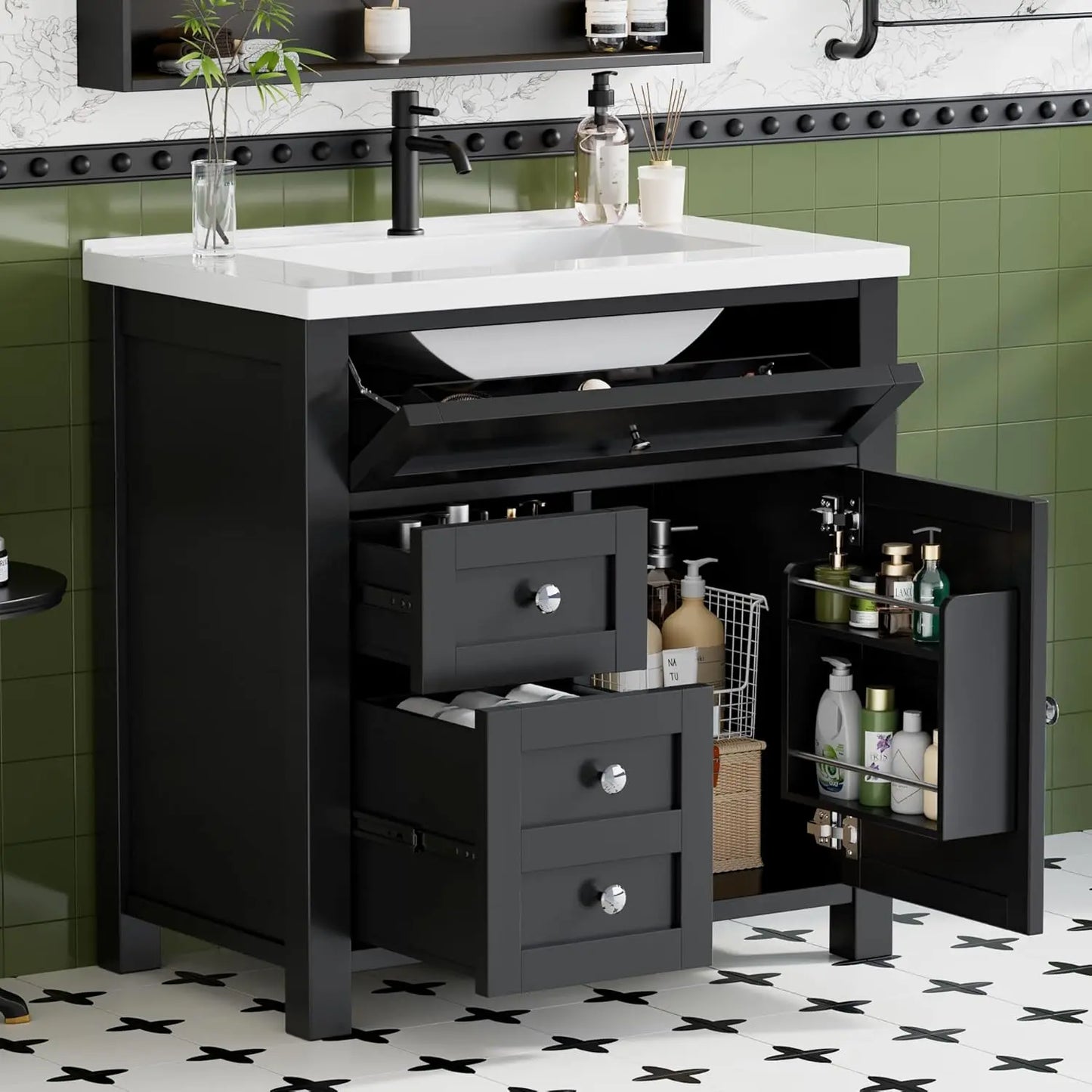 Freestanding Modern Bathroom Vanity With Single Sink Cabinet