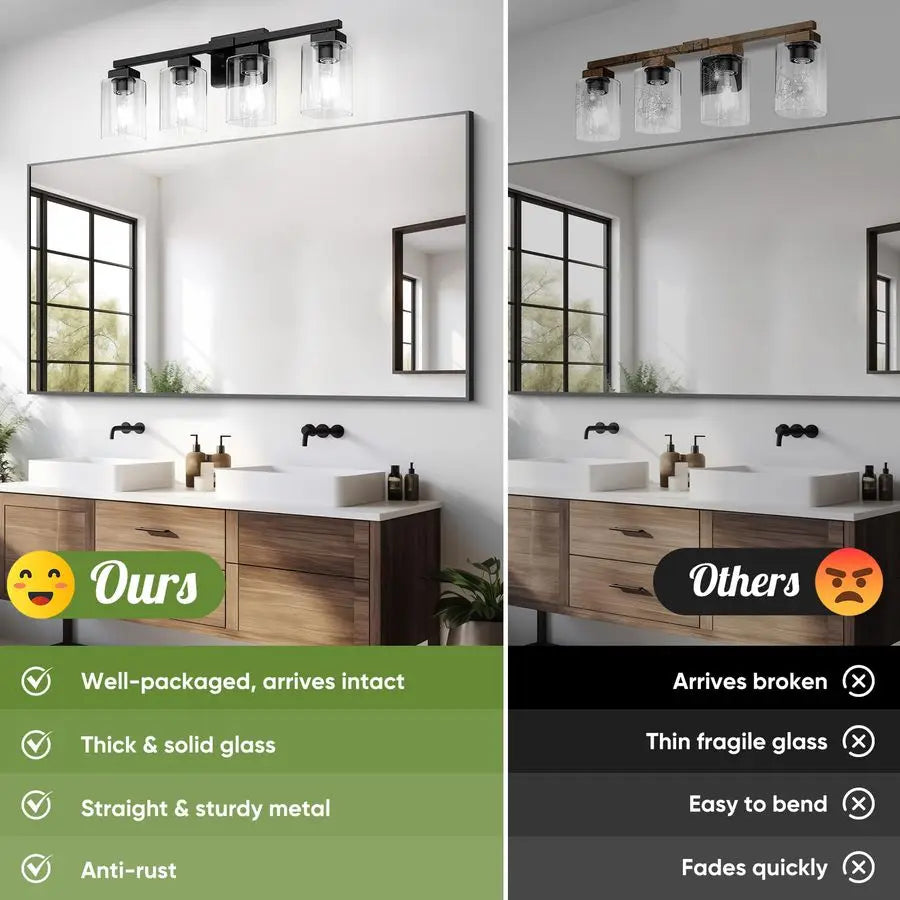 4 Light Modern Bathroom Vanity Fixture Over Mirror