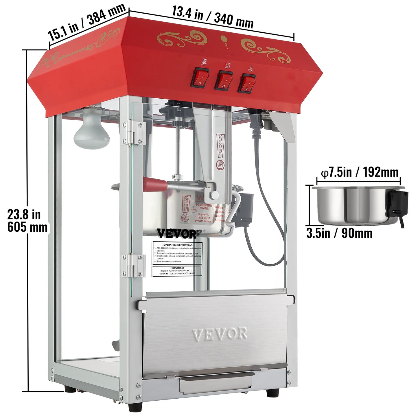 SucceBuy Electric Popcorn Maker Commercial Popper Automatic