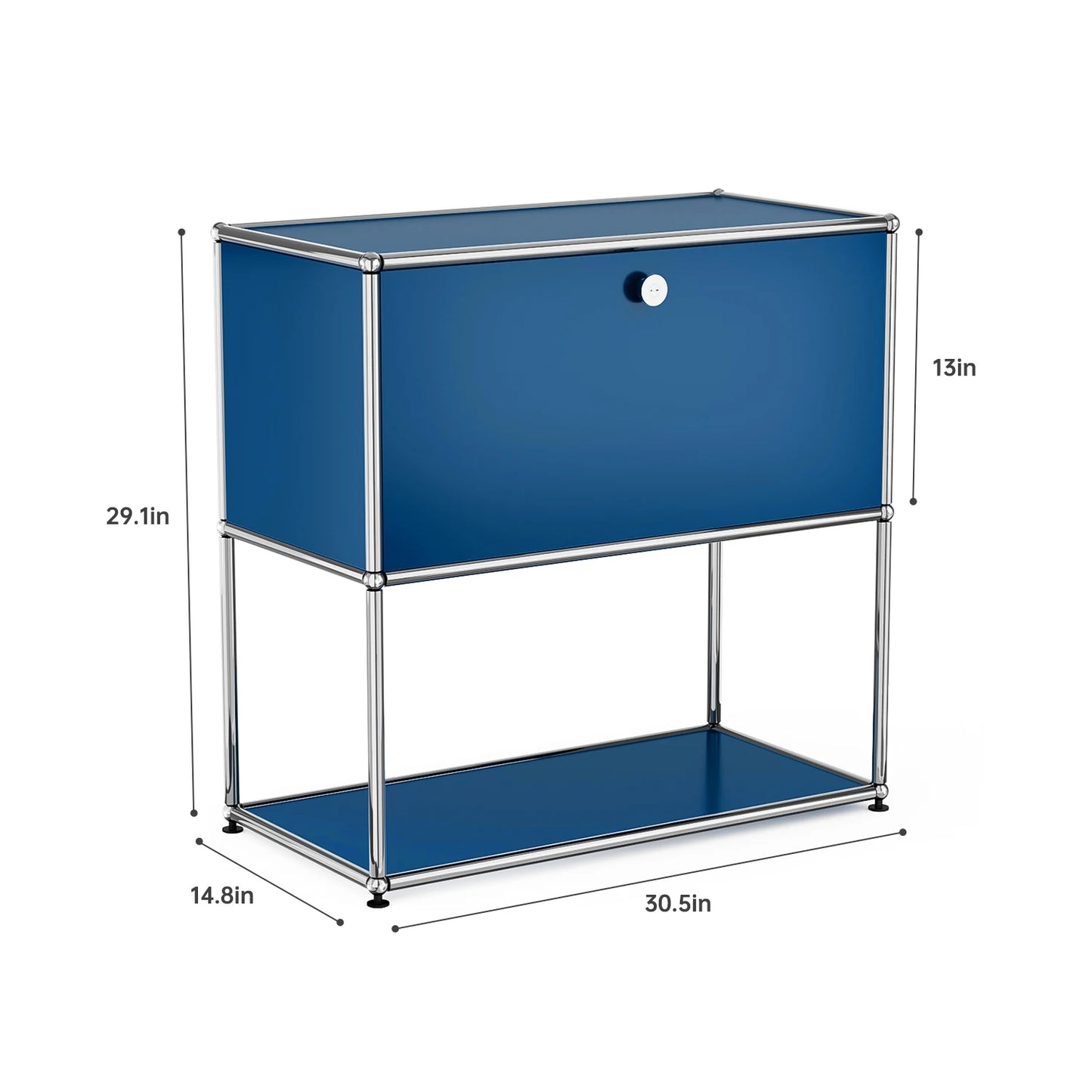 Furgle Modern Modular Nightstand Chrome Metal Frame 2 Tier Storage