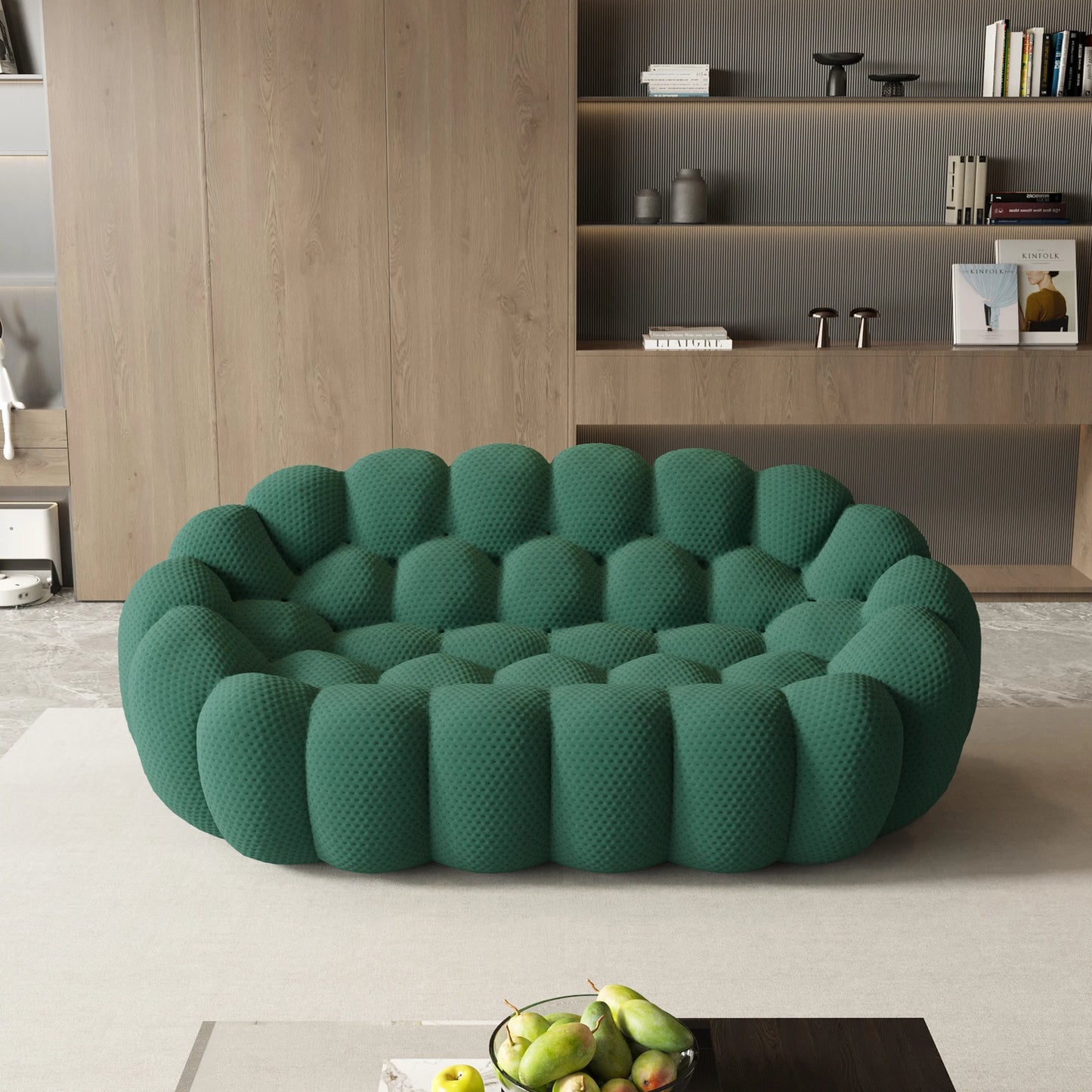 Sdorens Modern Curved Boneless Sofa 3D Knitted Fabric Loveseat Couch