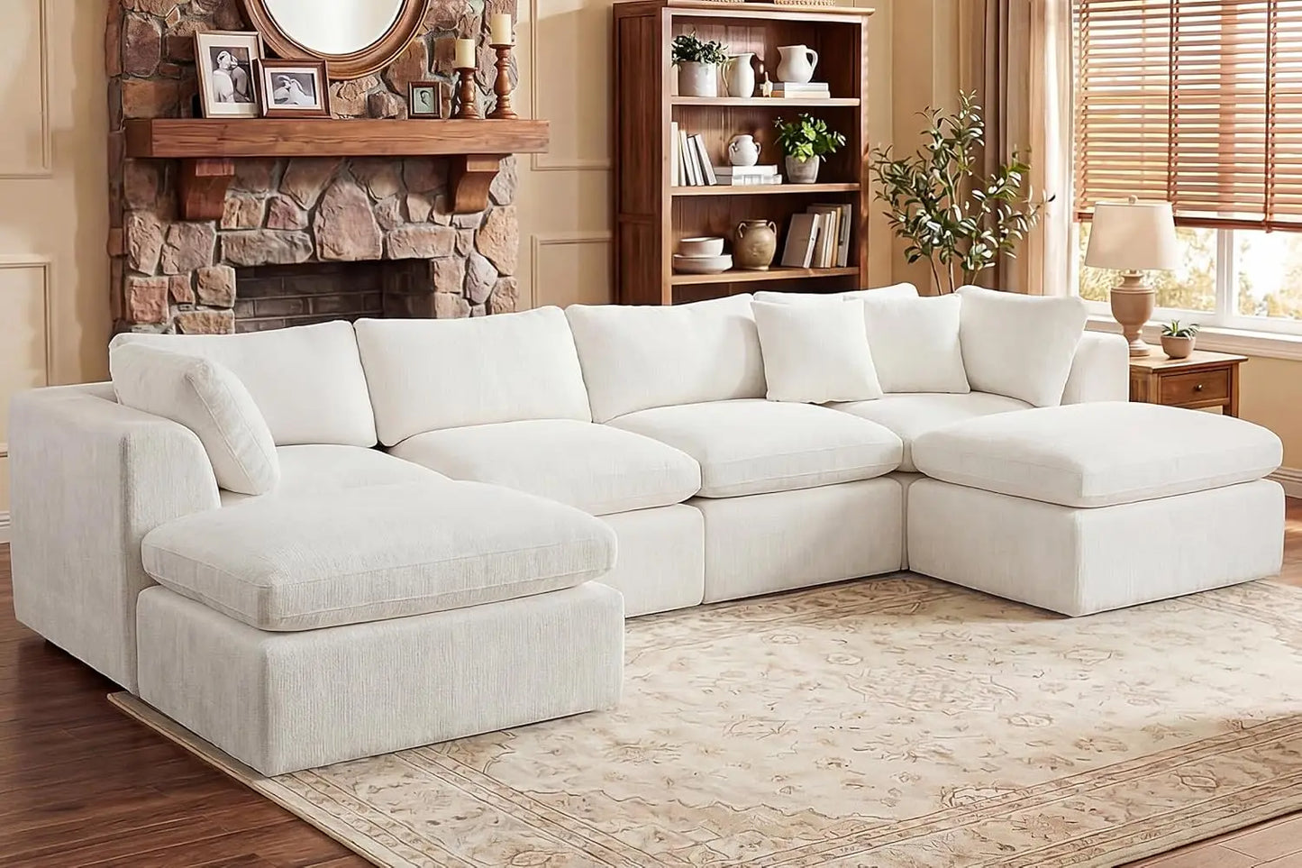Modern Cloud Sectional Sofa U Shape With Two Ottomans