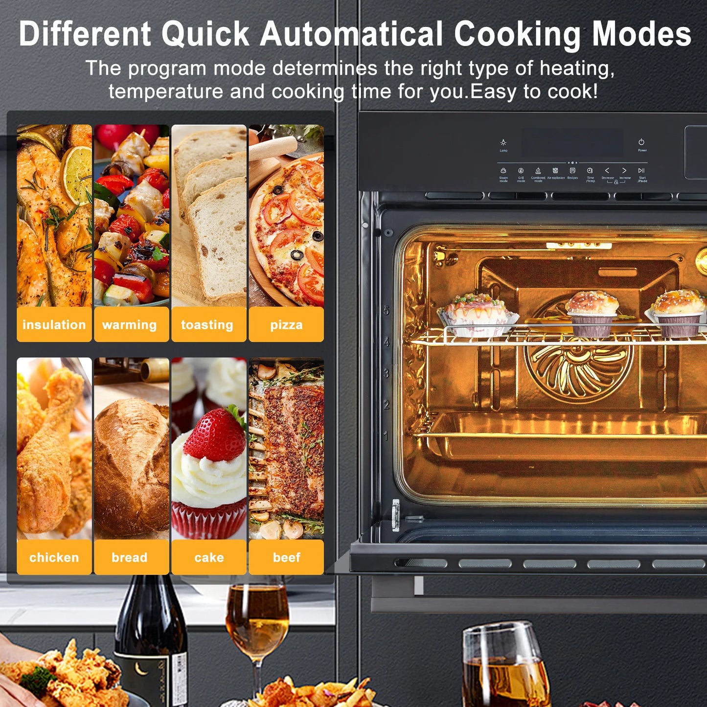 Adoolla Electric Wall Oven With Air Frying 8 Modes 3000W