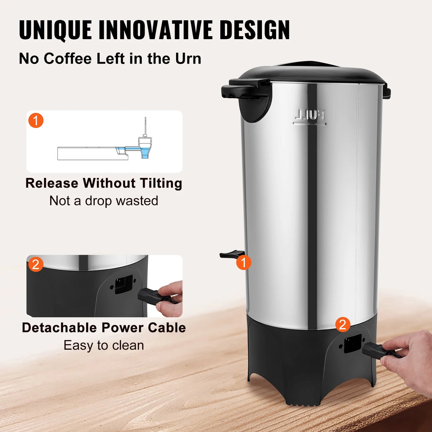 SucceBuy Commercial Coffee Urn 1000W Stainless Steel Dispenser