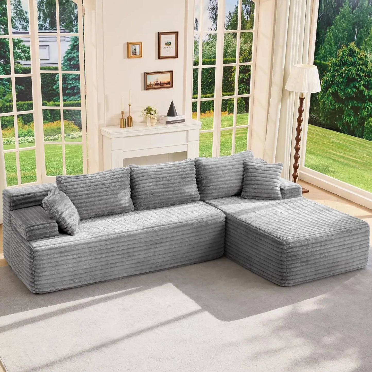 BIANXIANG Modular L-Shape Sectional Sofa With Memory Foam Chaise