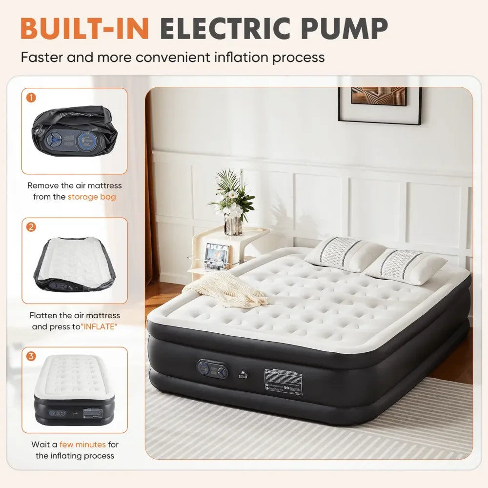 XMSJ Inflatable Air Mattress With Built In Pump Three Heights
