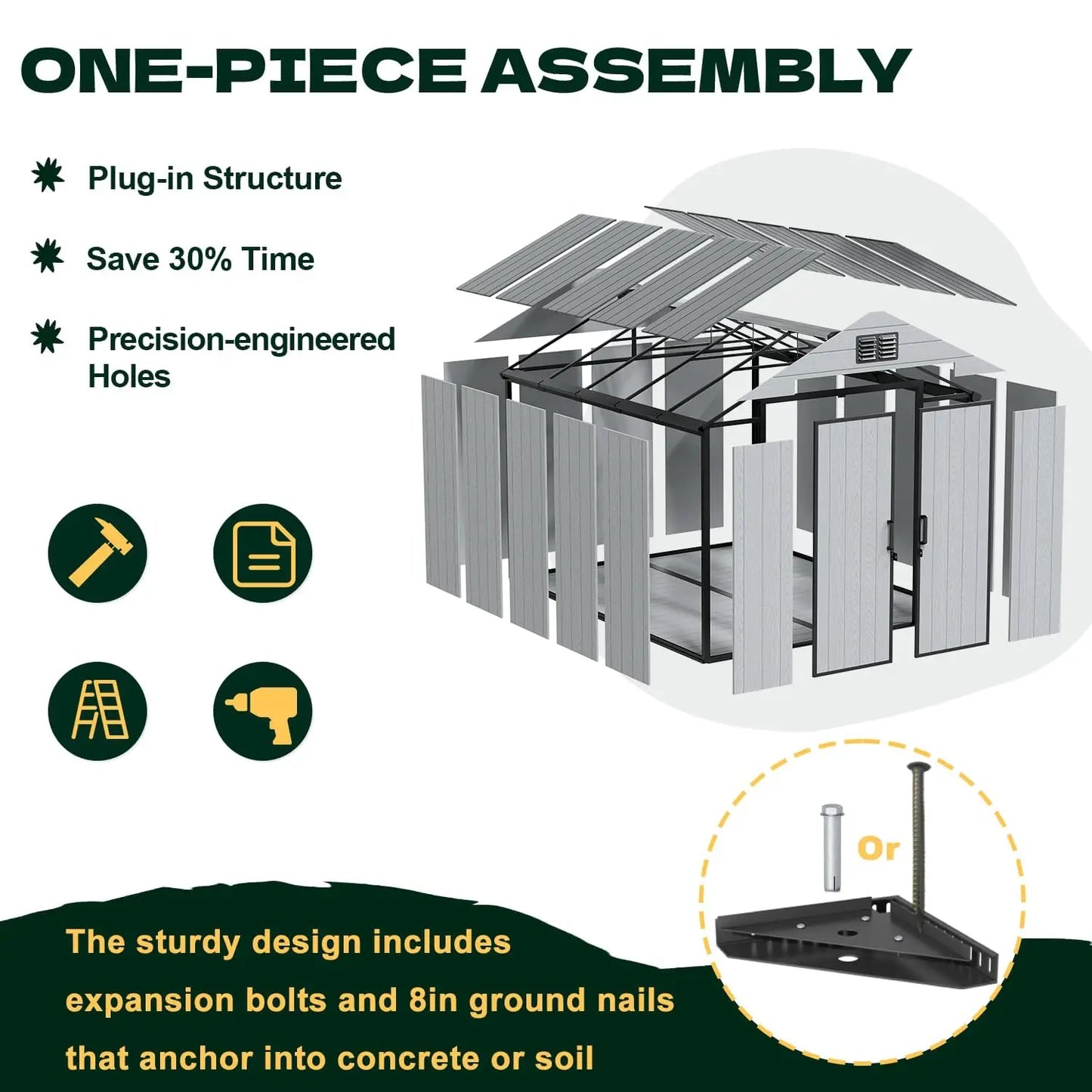 All Weather Resin Garden Shed With Floor And Lockable Doors