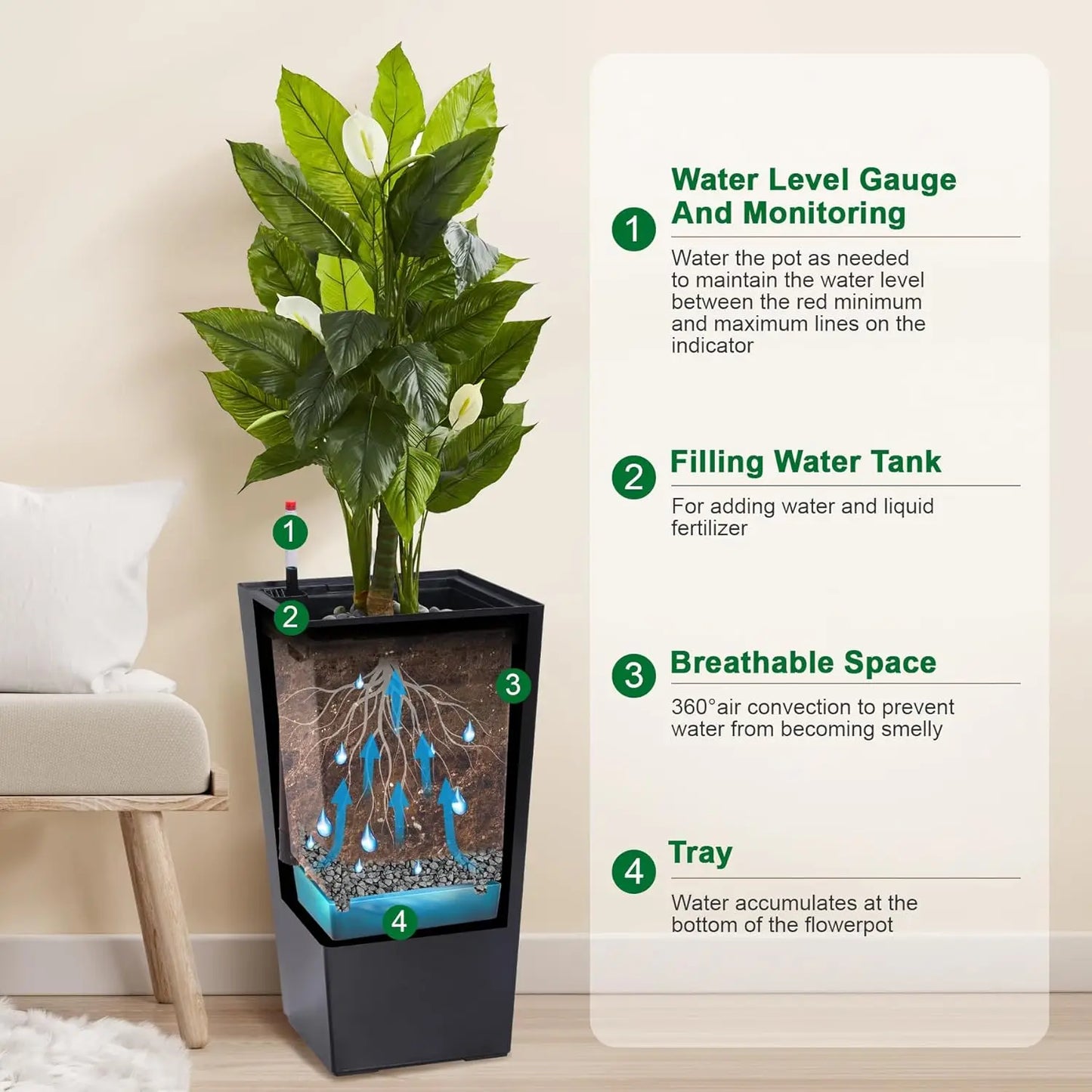 HobbyLane Indoor Outdoor Planter With Shelf Insert Pots