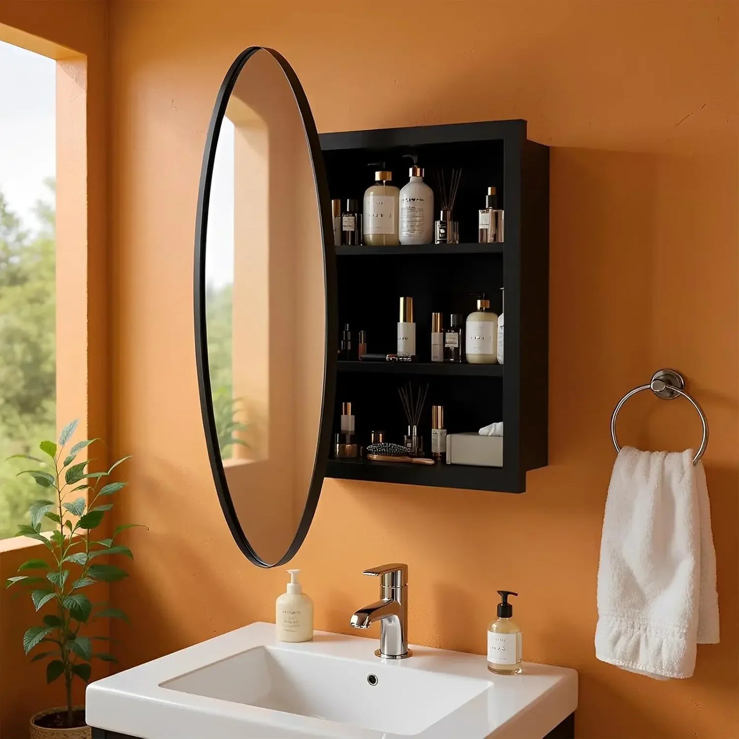 Bathroom Medicine Cabinet With Mirror Wall Mounted Vanity Shelves