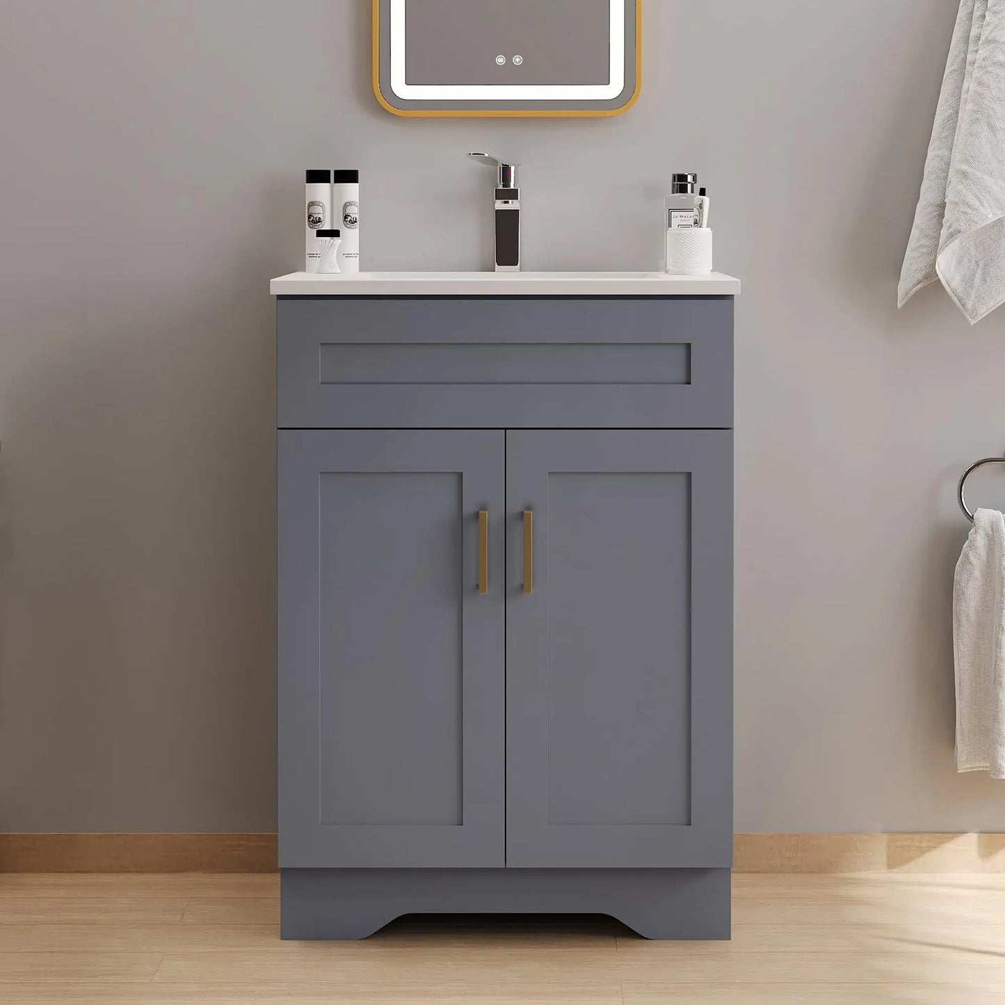 Bathroom Vanity With Sink Modern Wooden Freestanding Cabinet