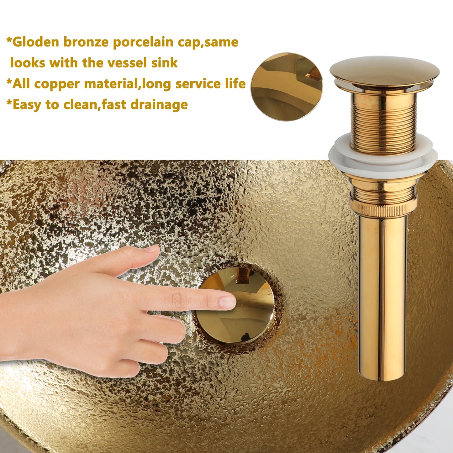 MEKKHALA Ceramic Vessel Sink Set With Waterfall Faucet For Bathroom