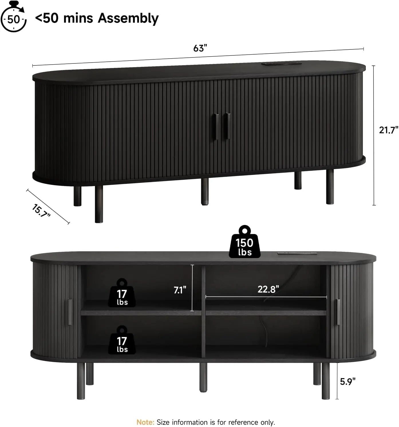 TV Stand With Power Outlet and Sliding Door Storage Entertainment Center
