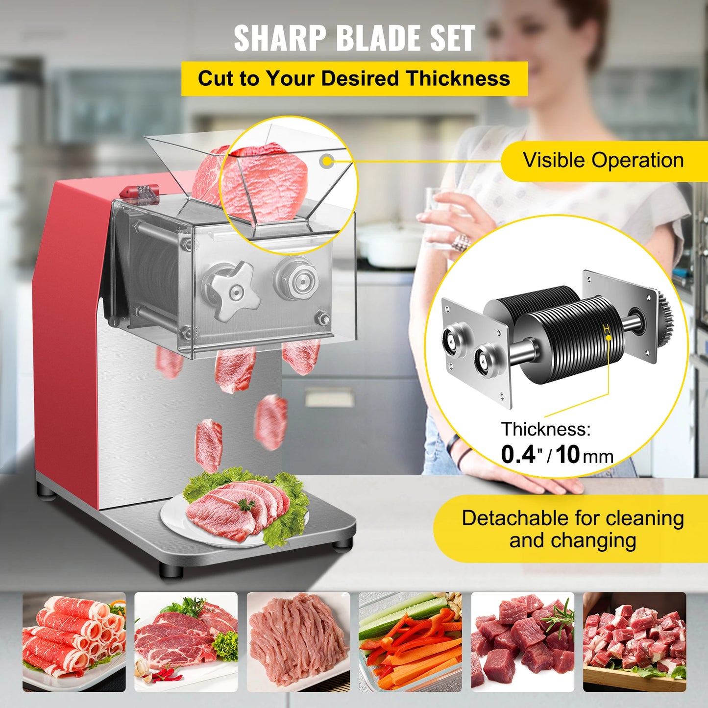 VEVOR Commercial Electric Meat Slicer Grinder Food Chopper