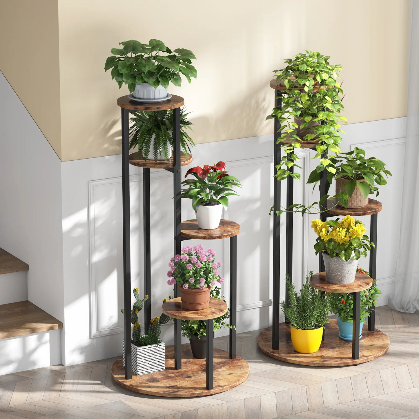 Tribesigns Corner Plant Stand Indoor, 4-Tier Tall Plant Shelf Holders for Multiple Potted Plants, Wood Flower Pot Stands
