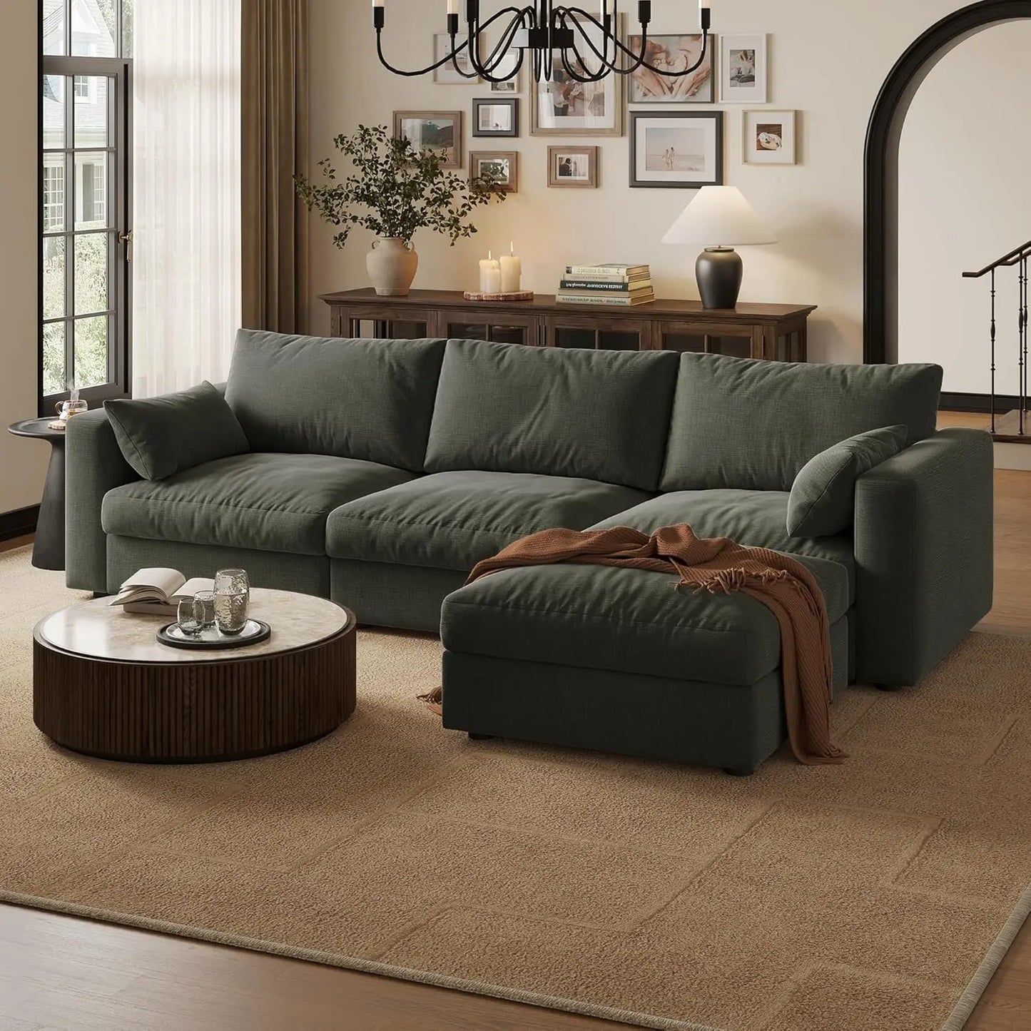 Cloud Modular Sectional Sofa With Storage Ottoman For Living Room