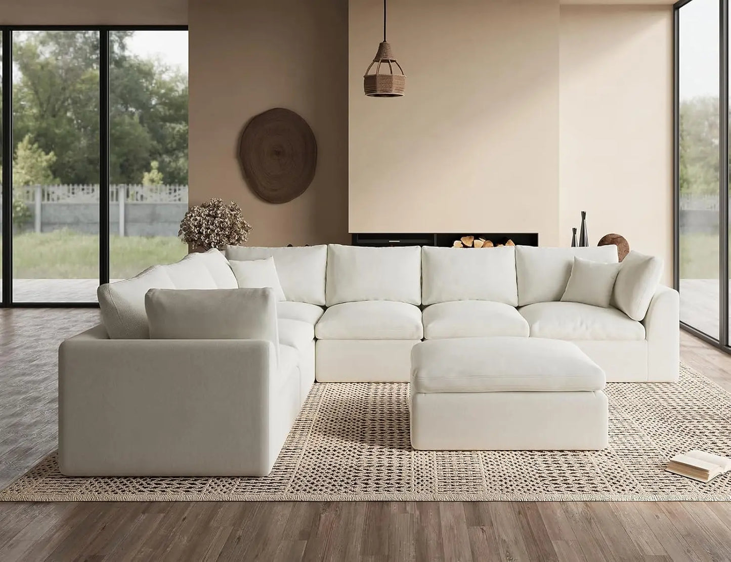 Oversized Modular Sectional Sofa With Removable Cushion Covers