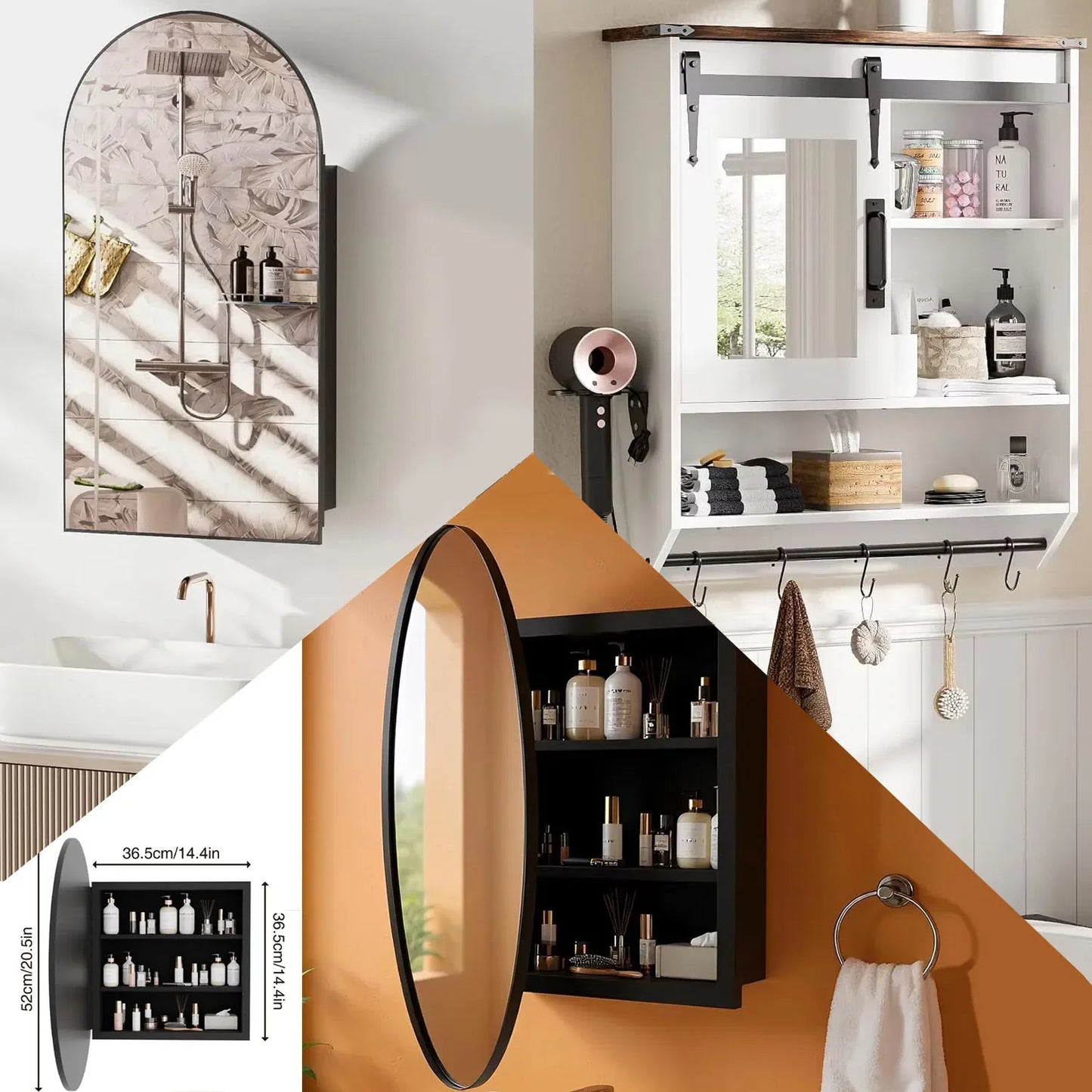 Bathroom Medicine Cabinet With Mirror Wall Mounted Vanity Shelves