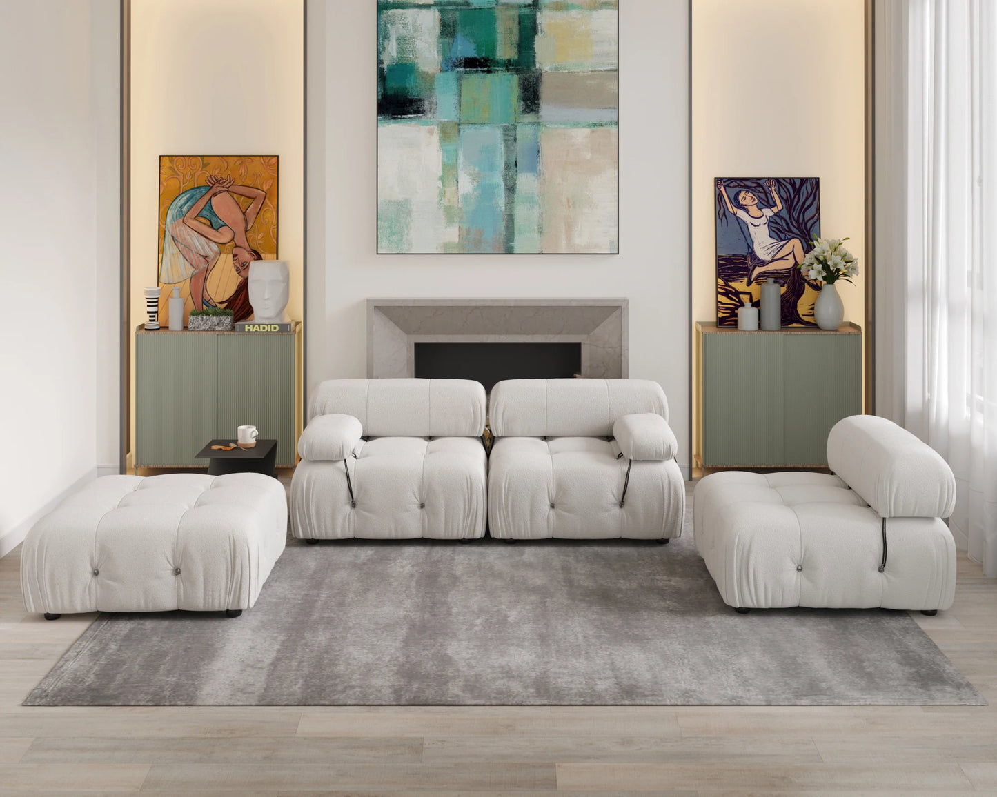 Sdorens L Shaped Velvet Sectional Sofa With Reversible Ottoman