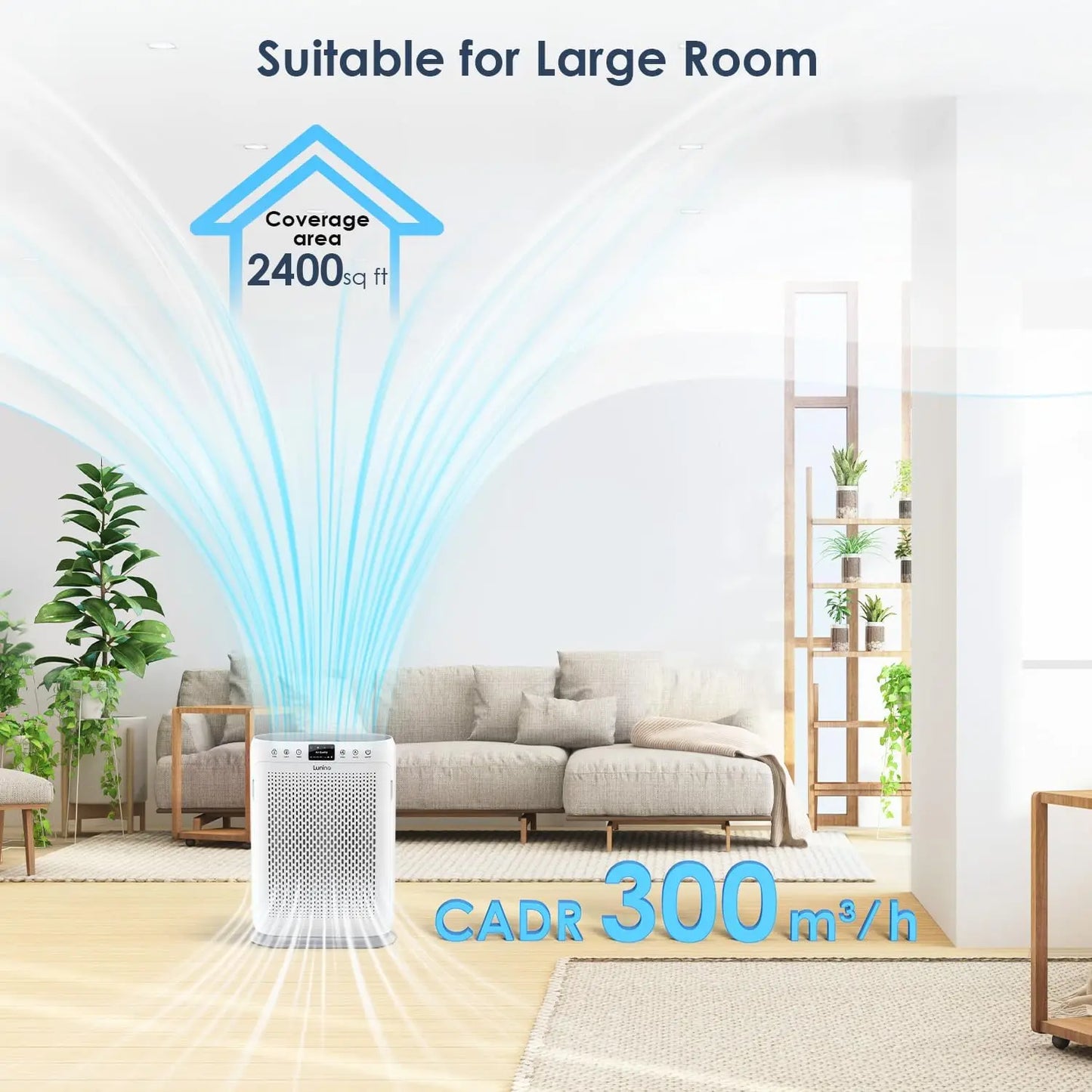 Room Air Purifier With H13 HEPA And PM2.5 Display Efficient